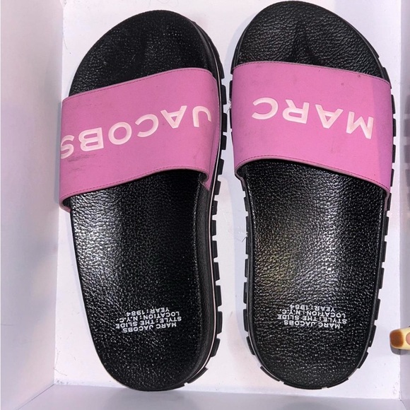 Marc Jacobs Black and Pink Slide Sandals - Picture 2 of 3